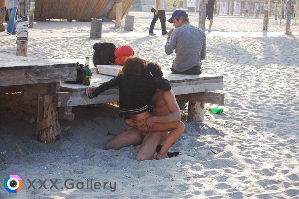 Trashy beach sex