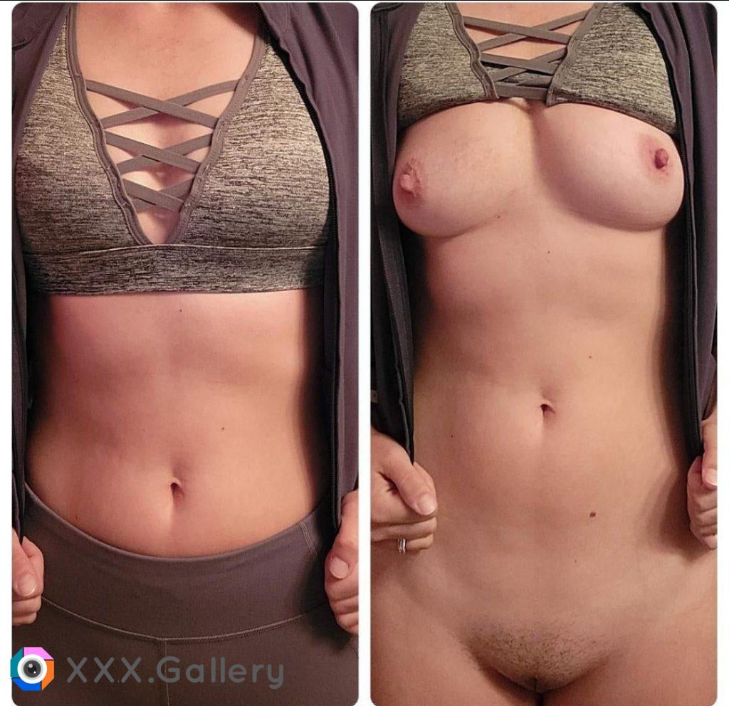 Trying to keep my body fit after 2 kids. This is what people at the gym get to see VS what people on Reddit get to see