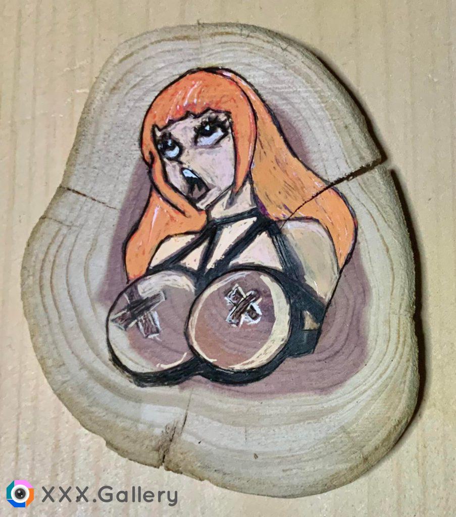 Gag Gift Christmas ornament - I woodburnt and painted on cedar slice