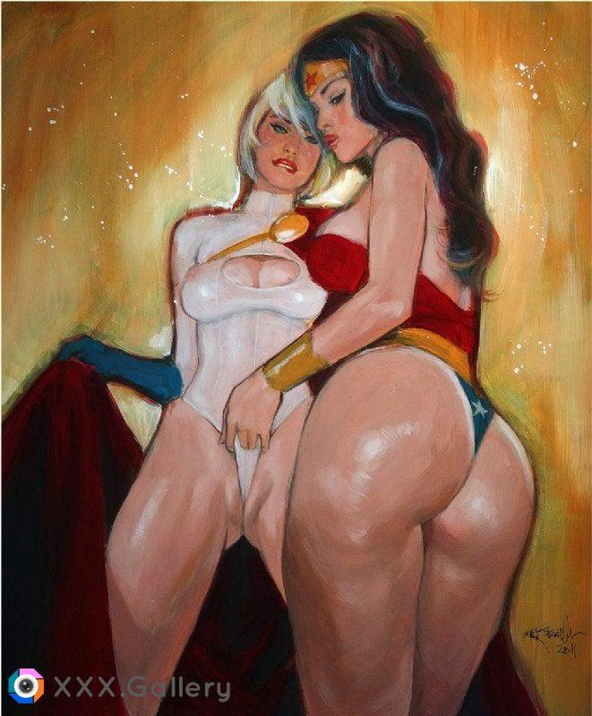 Power Girl and her cameltoe are no match for Wonder Woman