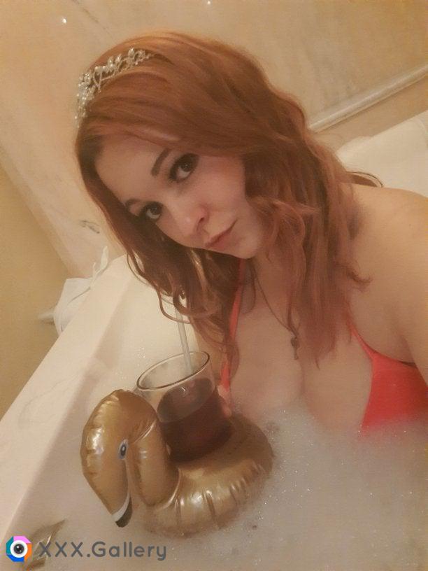 Red bikini in a bathtub