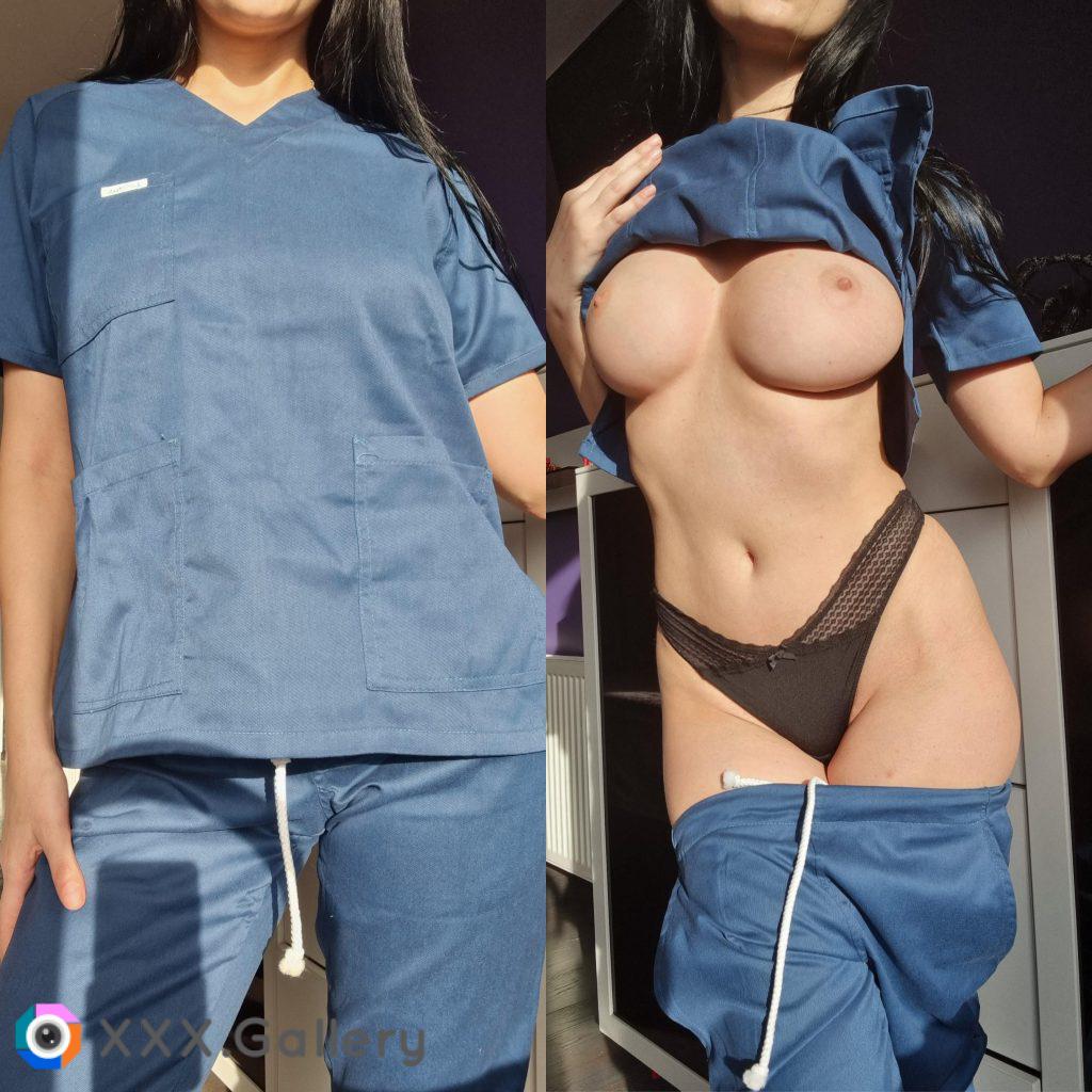 My boobs are not huge but my scrubs make them look non existent...maybe I should wear a bra?