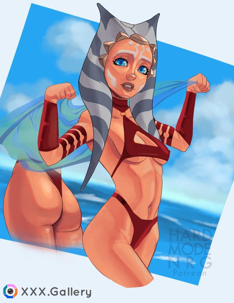 Ahoska in S3 themed bikini (art by me HardmodeNRG) [Clone Wars]