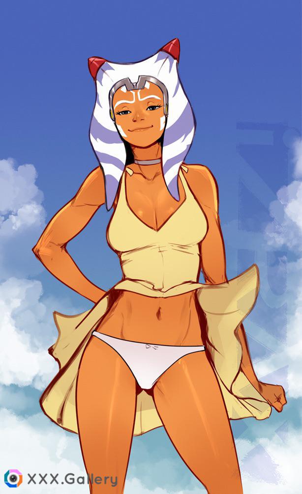 Ahsoka showing off her panties, with a little help from a breeze (Izra) [Star Wars/ Neon Genesis Evangelion]