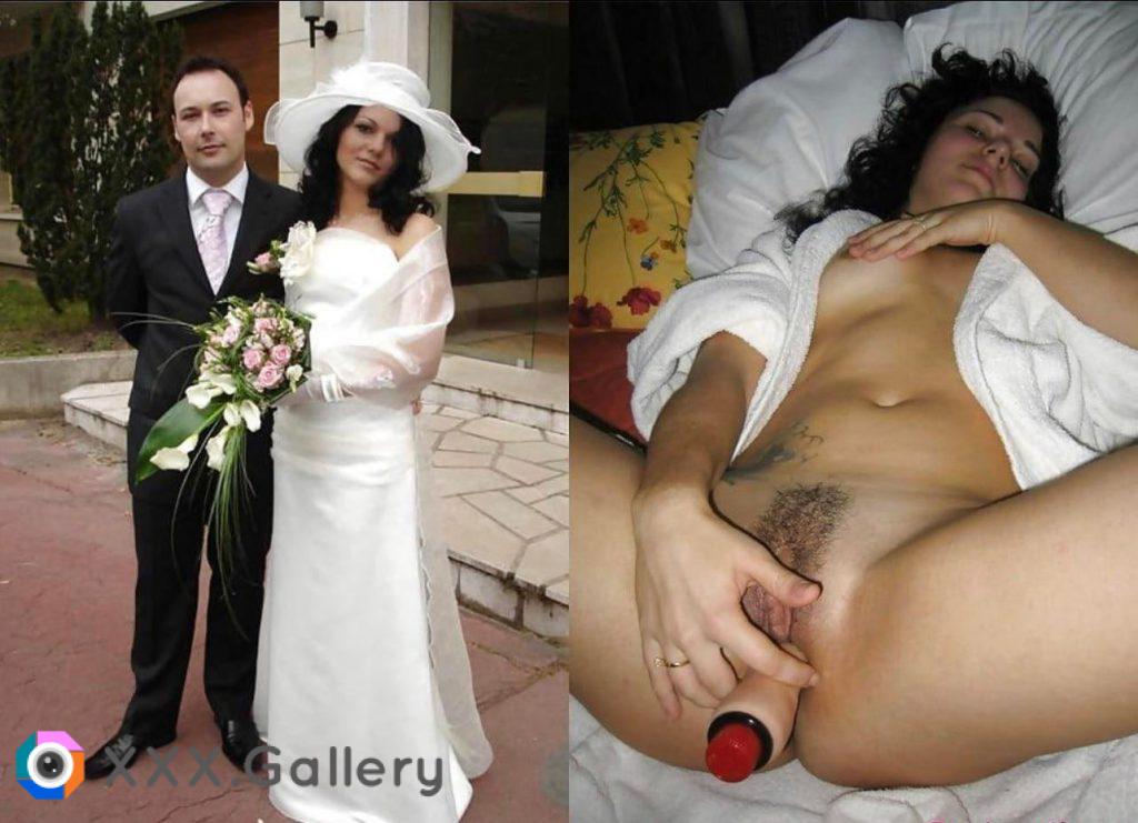 Bride looks great with her marital aid