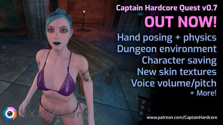 Captain Hardcore Quest update 0.7 now available! Hand posing and physics, Dungeon environment, Character saving, New skin textures, Voice volume/pitch controls and more!