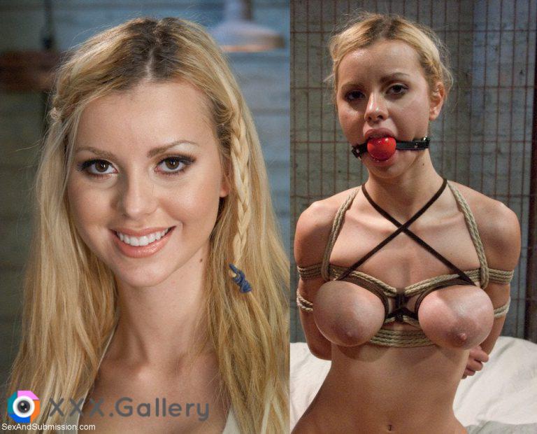 Jessie Rogers before and after being tied up