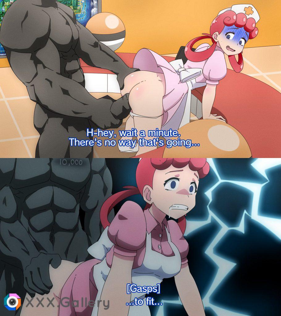 Nurse Joy takes huge cock (Threetwigs)