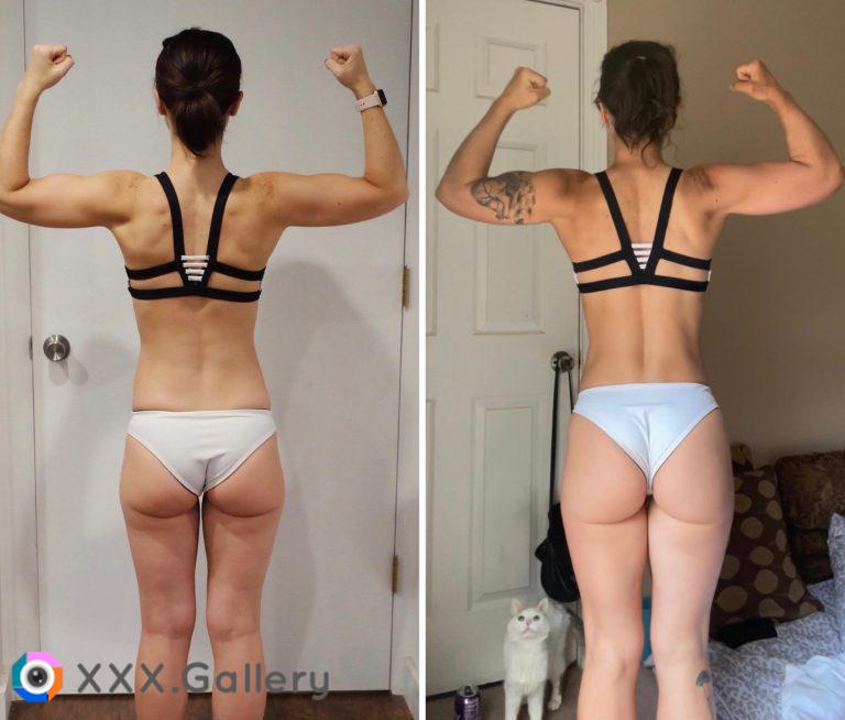 Figured I’d share the backside progress too. Body recomp is so cool! Hard work pays off ?