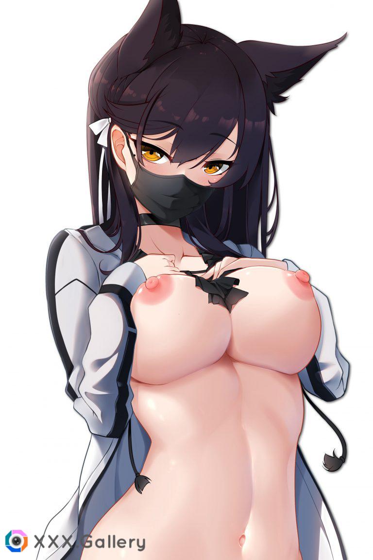 Masked cat-girl showing off her assets