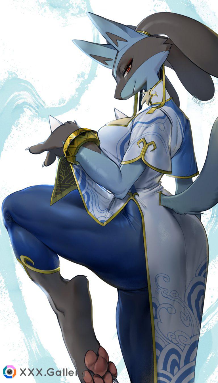 Lucario lookin Thicc in Chun-Li's Dress