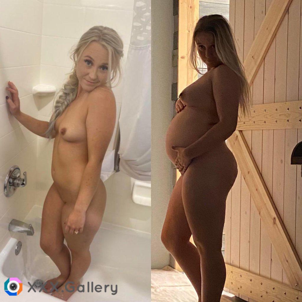 Before and After. Would you let a pregnant stranger suck the cum out of your cock? ?