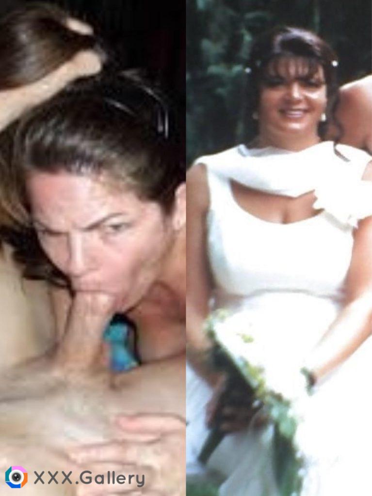 Bride sucking before wedding