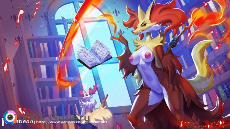 Delphox with her apprentice [FF] (alanscampos)