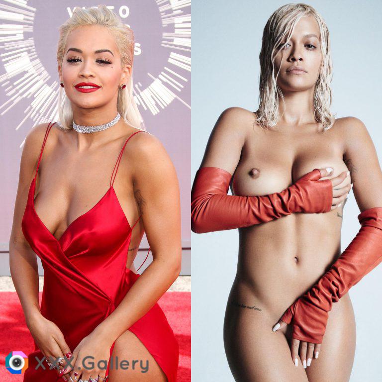 Rita Ora in a dress and Topless