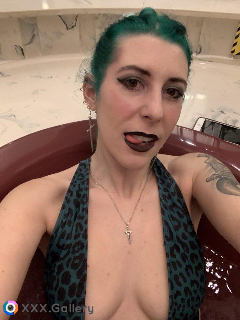 Green in the hot tub