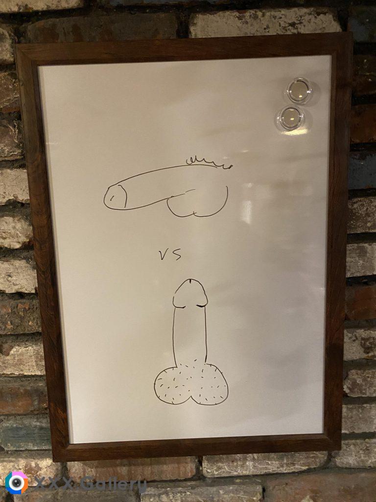 gf and i got a new whiteboard, who drew the better cock