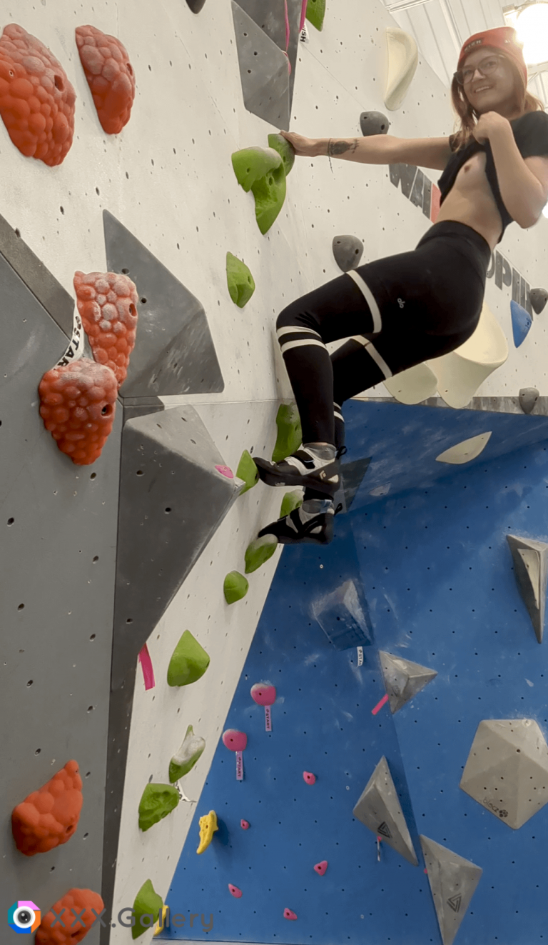 Flashing at an indoor rock climbing center