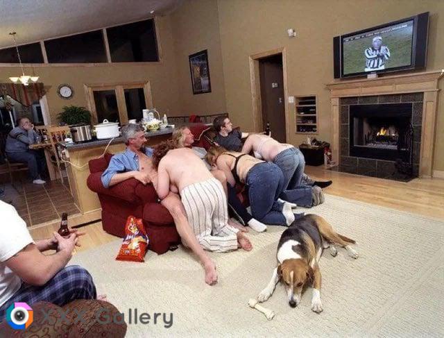 Watching the super bowl with the family