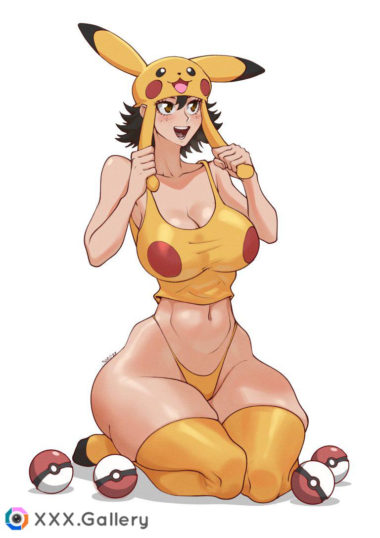 ash[gender bend] on pikachu otd (chimineya)