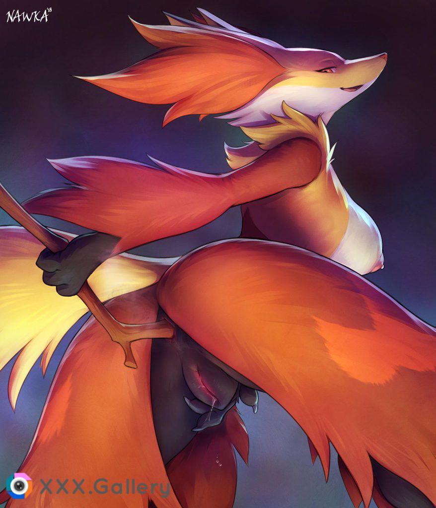 Delphox using her wand (nawka)