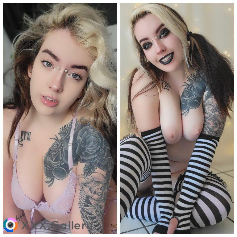 Natural vs all gothed up 🖤