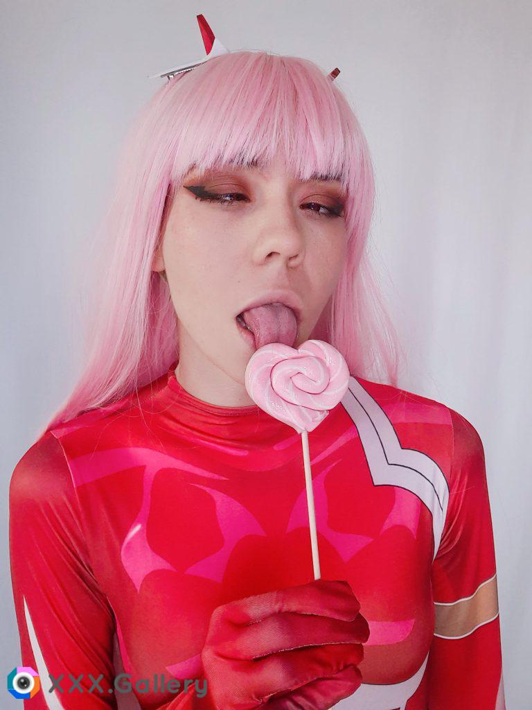 Ahegao with lollipop