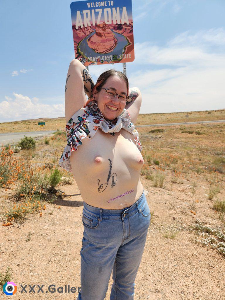 I love flashing truckers while we road trip