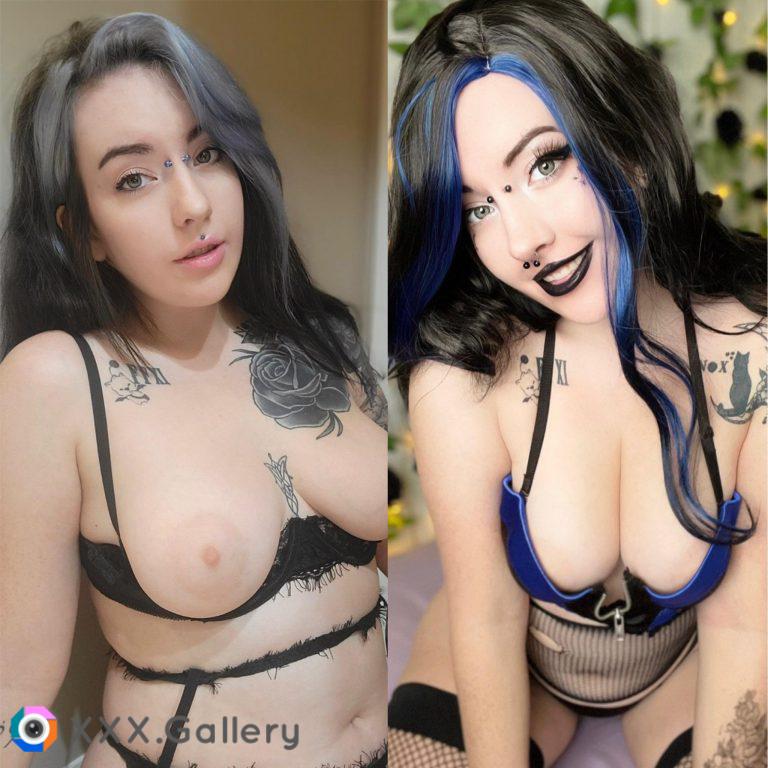 Natural vs all gothed up 🖤