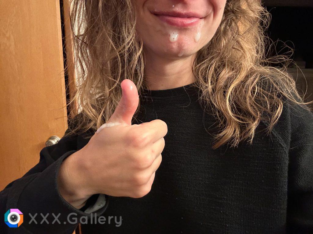 Thumbs up for cum sluts