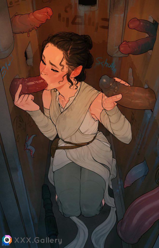 Rey putting in work at Unkar Plutt’s Gloryhole (Incase)