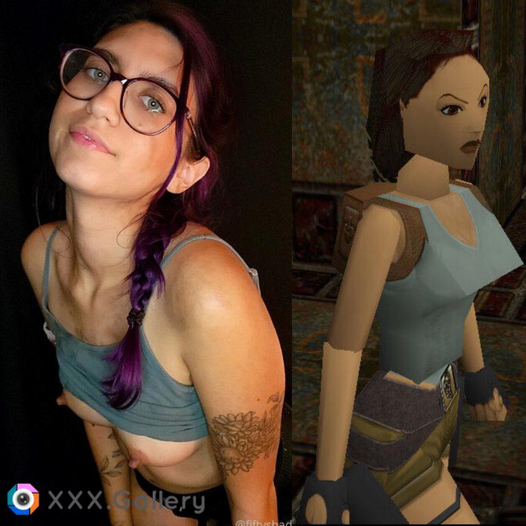 Lara Croft cosplay right down to the nipples [f]