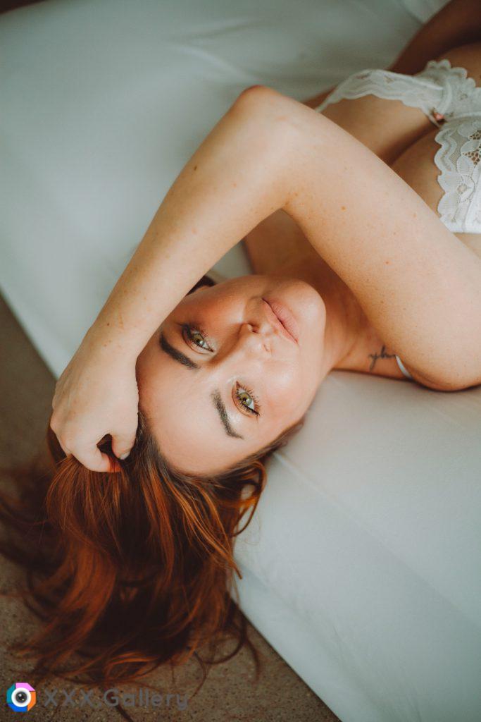 Freckled in soft white linen & lingerie.