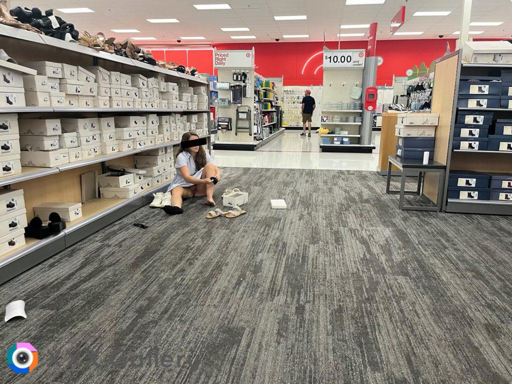 Trying on shoes at target