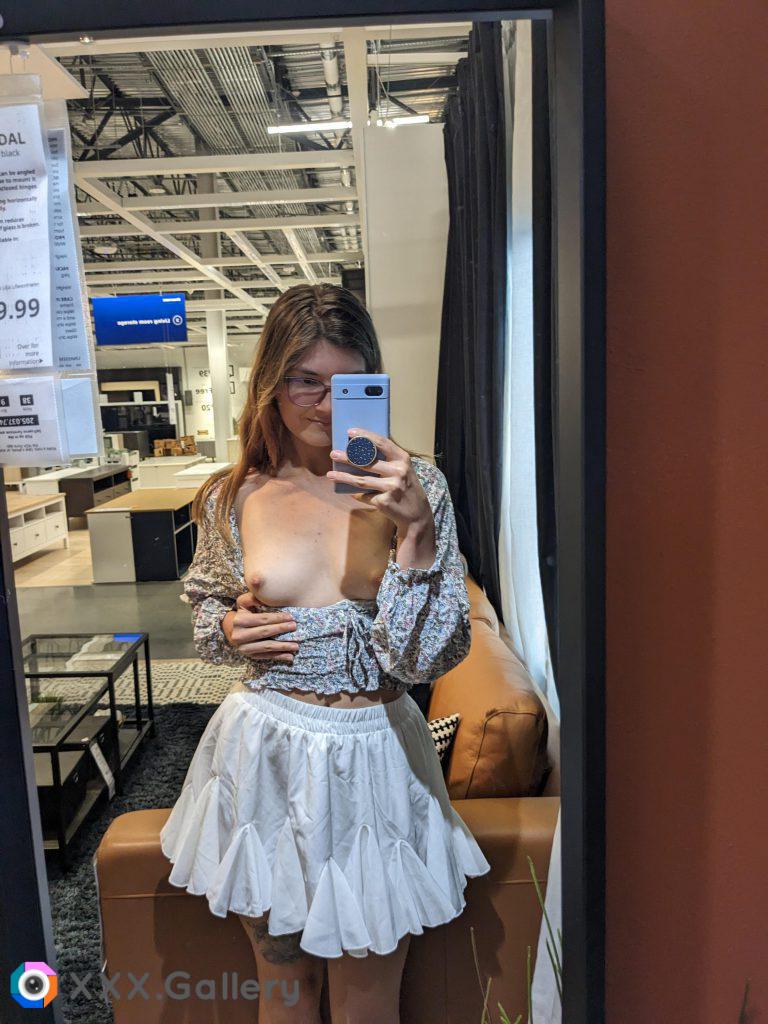 I had to take mirror pic with my titty out at the store [IMG]