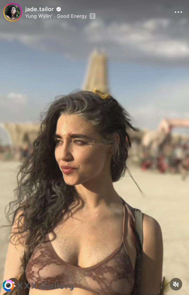 Jade Tailer The Magicians see through bra at Burning Man