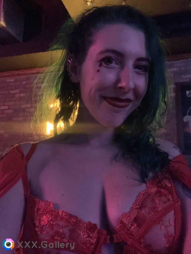 Bar night cleavage