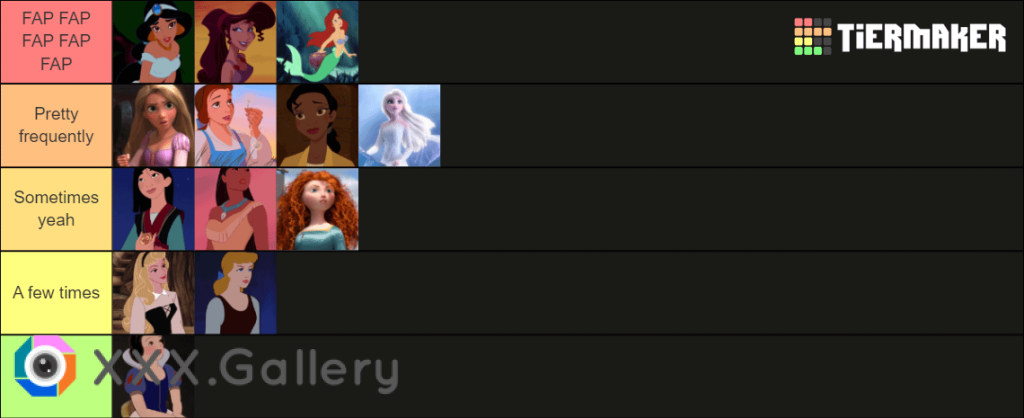 Disney princesses tier list by how often i masturbate to them.