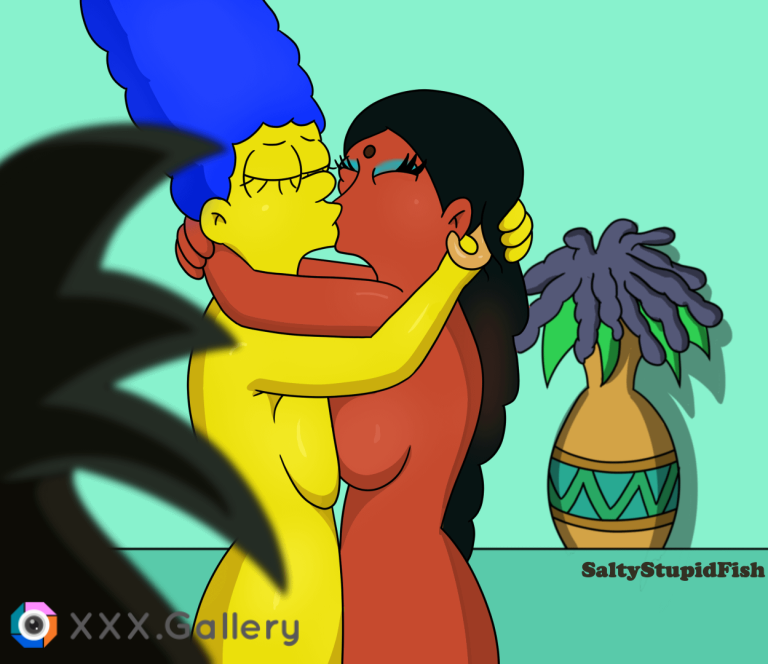 Marge Kissing Manjula Nahasapeemapetilon [SaltyStupidFish] (The Simpsons)