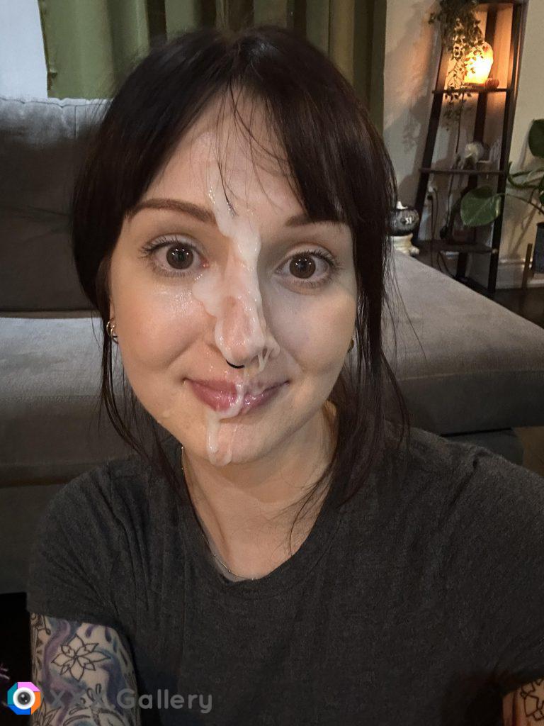 Feel cute with a face full of cum