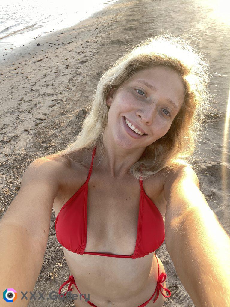 Happy with my new red bikini and frex