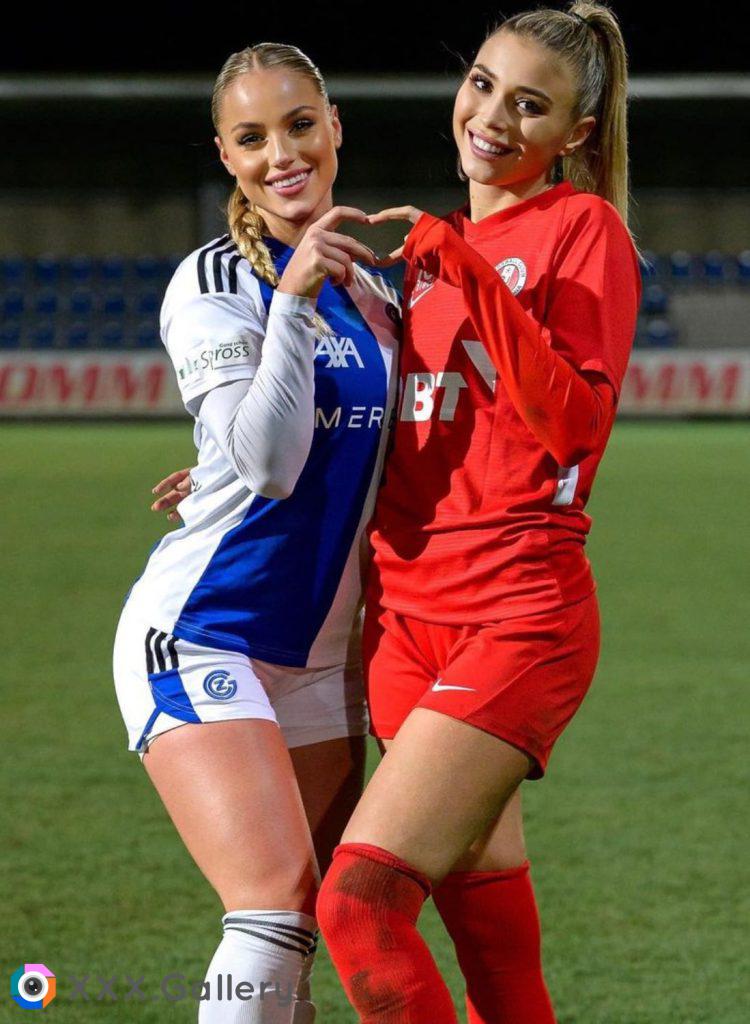 Soccer players Ana Markovic and Eleni Rittmann