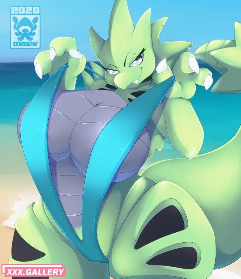 Tyranitar on the beach